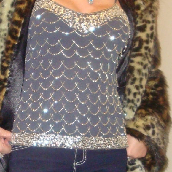 Vintage Beaded sequin embroidered top with adjustable straps , size S-M - Picture 4 of 12